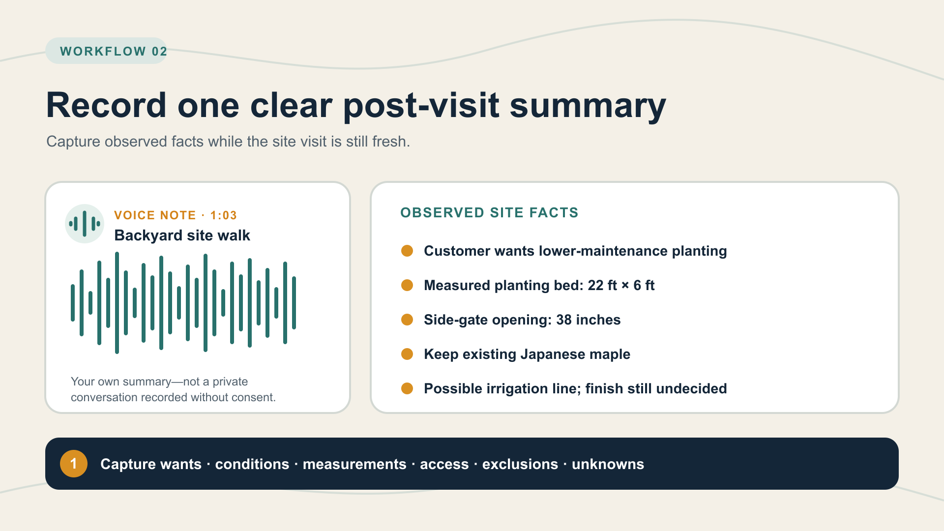 An organized landscaping site-note example